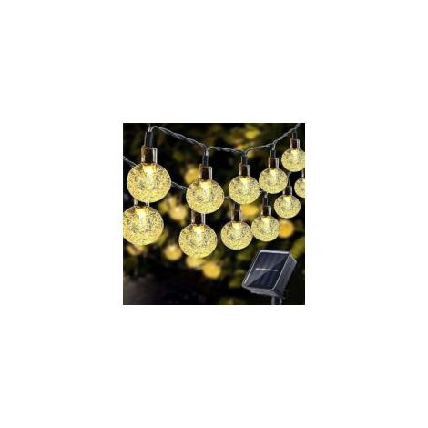 Luci a stringa solari, 11 m, 60 LED, luci a stringa solari per esterni, luce bianca calda, 8 modalità per giardino, Natale, matrimoni, feste - Crezuo