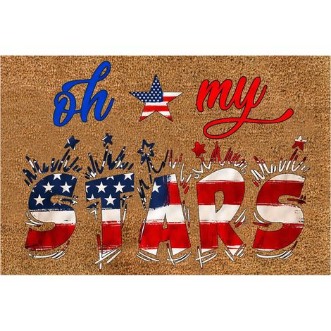 Tapis De Sol Anti-Dérapant - Tapis D'Entrée Intérieur Extérieur 60 x 40 cm - Motif Patriotique Étoiles Et Rayures - 1 Pièce (1/3)