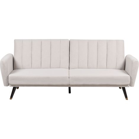 Sofá cama de tela tapizado convertible reclinable panel de respaldo acolchado beige Vimmerby