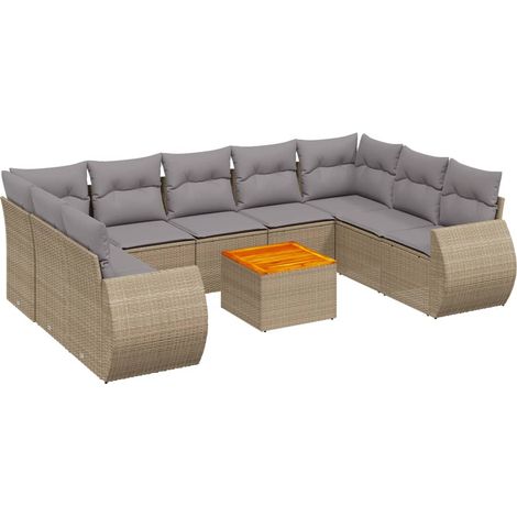 Maison Exclusive - 10-tlg. Garten-Sofagarnitur mit Kissen Beige P