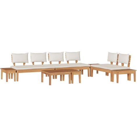 Ensemble de canapé de jardin 5 pièces, marron et beige (1/5)