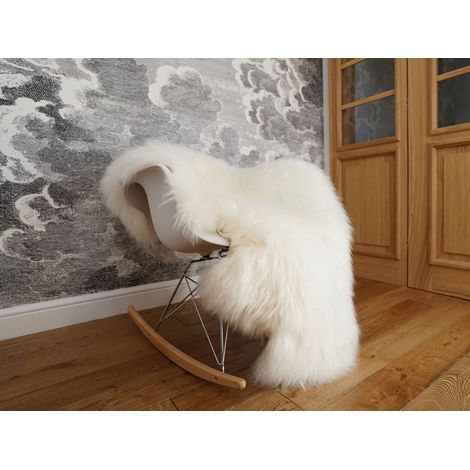 Tapis original et naturel en véritable peau de mouton blanche, grand format, tapis exclusif (1/5)