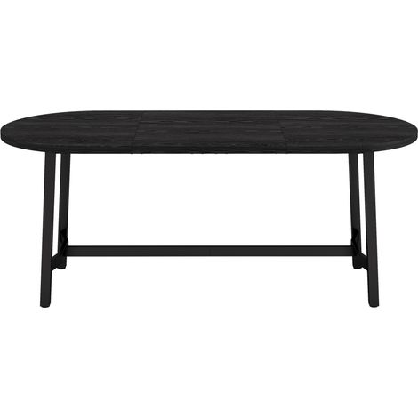 Table à manger 180x80x75 cm avec pieds en fer noir, coins arrondis, pour 6 à 8 personnes (1/5)