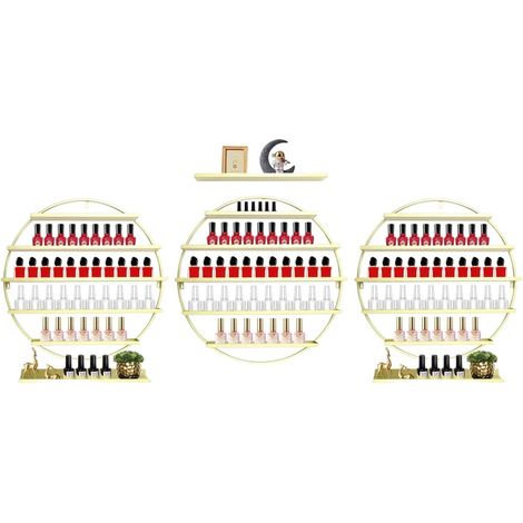 Support à vernis à ongles, design à 5 niveaux, monté au mur, Or (1/2)