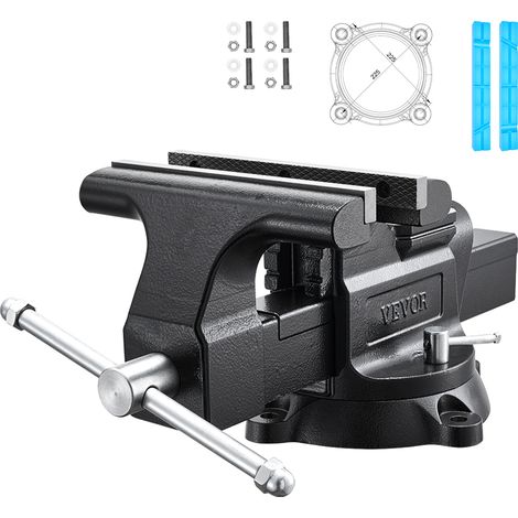 VEVOR Etau deEtabli Largeur Machoire 254 mm Etau Table Base Pivotante 360°, pour Sciage, Percage, Decoupe Tubes, Fonte Ductile, avec Enclume, Profondeur de Gorge 109 mm, Ouverture de Machoire 254 mm (1/5)