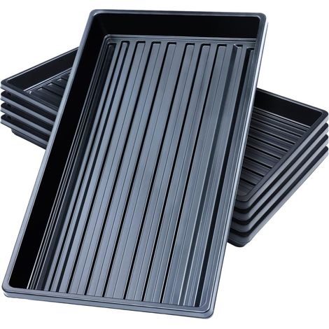 Packungen 25,4 x 50,8 cm große Kunststoff-Wachstumsschale, wiederverwendbare Setzlingsschale, schwarze Pflanzschale für die Keimung von Sämlingspflanzen im Gewächshaus, Hydrokultur (1/5)