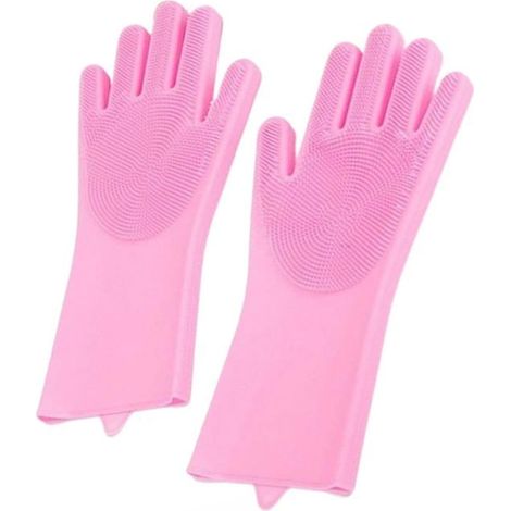 BelleRise - Gants de toilettage pour animaux de compagnie - Brosse douce pour chat pour l'épilation - Gants d'épilation très efficaces - (rose) (1/5)