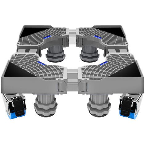 QORVA-Double Tube Base de Machine à Laver Réglable,Base de Sèche-linge avec 4 Roues et 4 Pieds,Socle Lave Linge avec Règle+Gants+Tournevis à Double Tête Support de Réfrigérateur Roulettes Antichoc