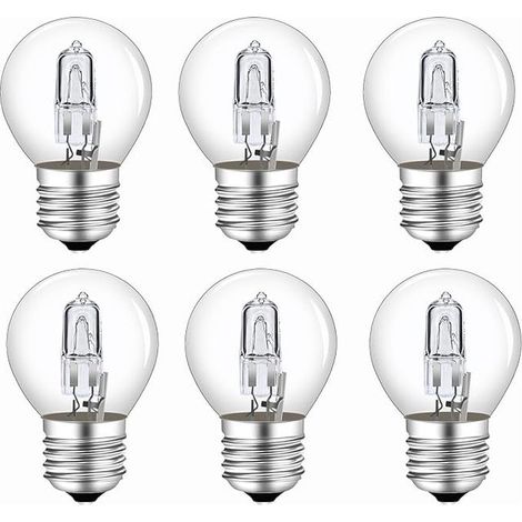 Pack of 6 G45 E27 42W AC 230V 613LM Warm White 2700K Transparent Globe Bulbs for Chandeliers, Table Lamps, Floor Lamps (1/2)