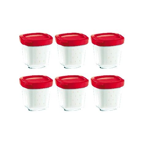 Scatola di 6 vasetti di yogurt in vetro con coperchio e sgocciolatoio - Yogurtiera, Formaggiera - SEB - 2551093664902221207