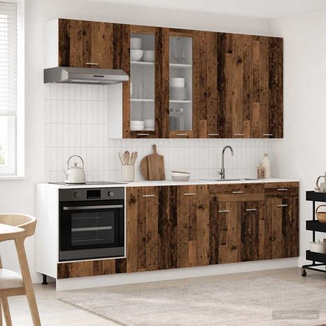 vidaXL Unité de cuisine LYON 8 pcs Bois ancien Bois d'ingénierie (1/5)
