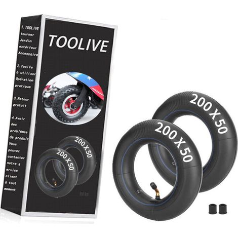 Chambre À Air - 200x50mm - Pour Scooter Électrique Trottinette - Valve Coudée 90° - 2 Pièces (1/4)