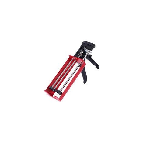 Pistolet à calfeutrer à double cartouche pour double composant (rapport de mélange 1:1) jusqu'à 400 ml Pistolet applicateur manuel pour adhésifs, mastics et époxy, rouge (1/4)