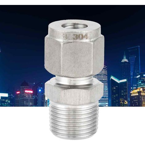 Raccord droit à olive en inox ZG3/8, joint de compression pour air et huile, pièce mâle, taille 8mm, étanche haute pression. (1/5)