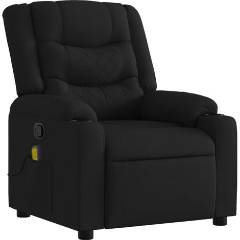 Poltrona relax TV funzione massaggio reclinabile 6 punti massaggio in tessuto nero DEC027058