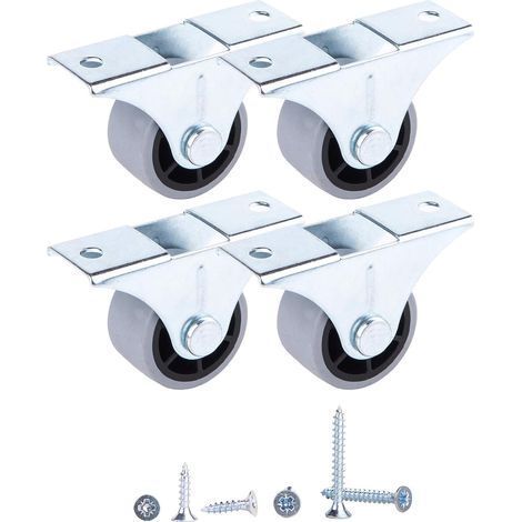 TAISHENGDA-Lot de 4 petites Roulettes en Caoutchouc pour Meubles, appareils et équipements - Non Pivotantes - 30 mm de Diamètre - 35 kg de diamètre (1/5)