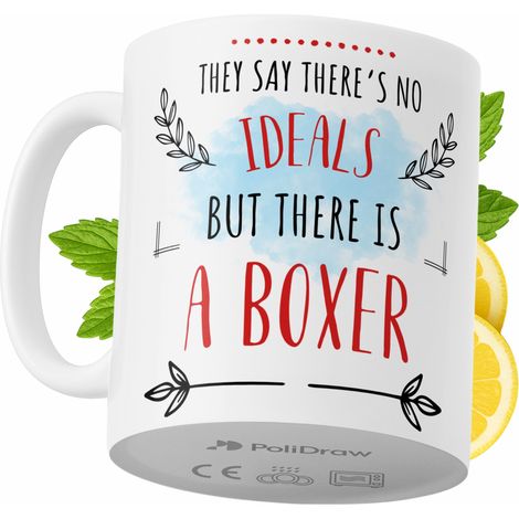Taza de café/té divertida con diseño de texto humorístico para un boxeador. Taza ideal para cumpleaños, santos, días festivos y ocasiones especiales. Color blanco, 330 ml. (1/5)