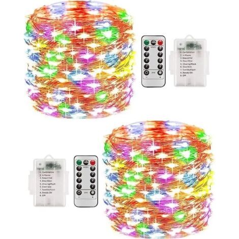 Guirlande Lumineuses- 2 10M 100 LEDs - Extérieur - Pile - Multicolore (1/4)