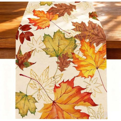 Chemin de Table, Décoration d'automne, Halloween Feuille d'érable Noël, Décoration de Table de Cuisine, pour extérieur, fête, Thanksgiving et Mariages d'automne (183 x 33 cm) (1/5)