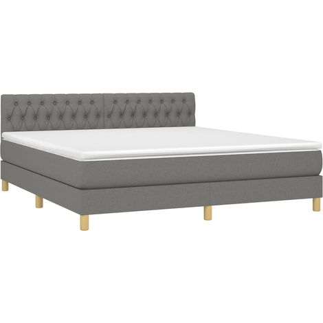 Struttura letto LED con testiera boxspring materasso 180x200 cm tessuto grigio scuro TDL0208319