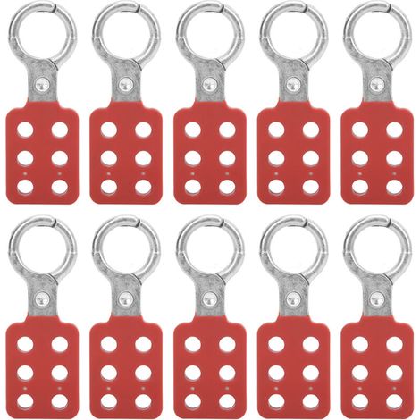 Red aluminum locking hasp, 10 pieces, 25mm/1.0 inch, 6 holes, for chemical industry, electric power, oil and coal mining