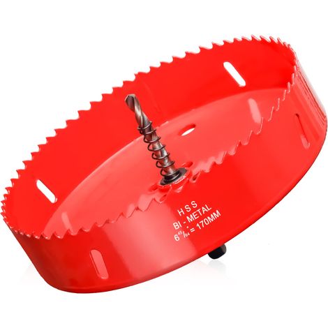 Couronne de forage de 170mm, Scie Cloche pour Bois, Foret Circulaire Bi-métal pour Placoplatre, Plastique, UPVC, Fibre de Verre (1/5)