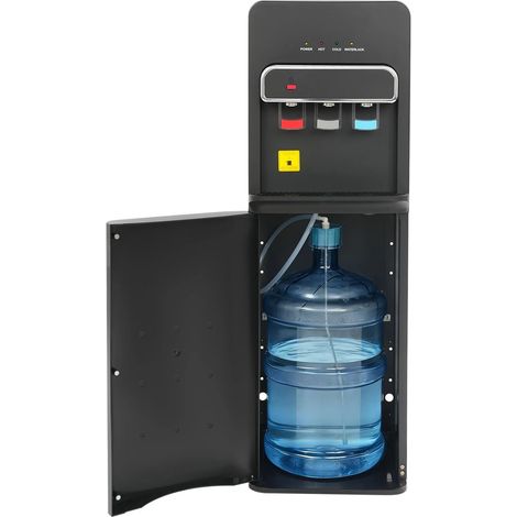 Dispensador de agua eléctrico de pie de 550 W con carga inferior, dispensador de agua potable, función dual frío/calor, 3 grifos, para hogar, oficina y cocina (negro)