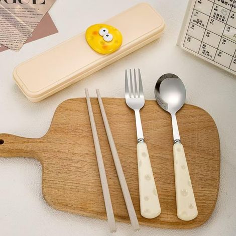 Set de couverts portable 4 pièces - fourchette, cuillère, (1/5)