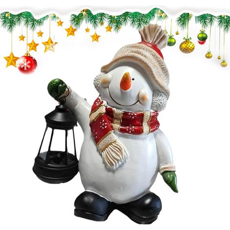 Statue de Bonhomme de Neige Figurine En Résine Avec Éclairage Solaire Décorations de Fêtes Décoration Intérieure Pour Jardin Arrière Cour Maison Fêtes Festival Fête (1/5)