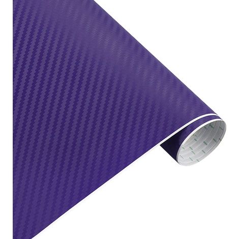 (VIOLET) Film adhésif vinyle imitation fibre de carbone 3D 200 cm x 50 cm pour motos et voitures - Rouleau de stickers et autocollants - Accessoires auto - Personnalisation automobile (1/4)