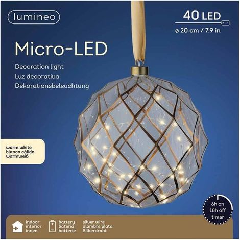 Kaemingk Decoro Sfera Vetro con Micro Led Trasparente