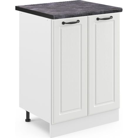 Küchenunterschrank R-Line, Weiß Landhaus, 60 cm , AP Anthrazit, Vicco