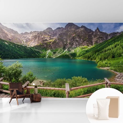 Papier peint intissé mural classique avec imprimé motifs décoratifs design élégant non‑tissé Paysage montagneux 416x254 cm (1/5)