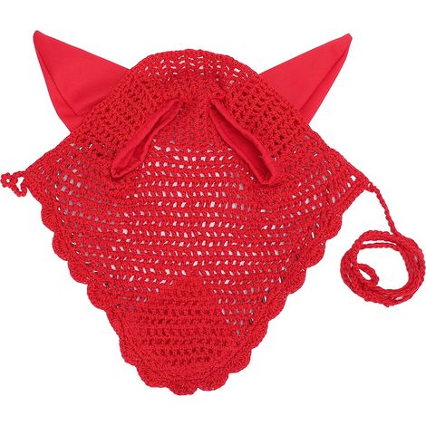 Horse Ear Bonnet Cotton Breathable Horse Fly Veil Ear Net Crochet Equestrian for Sensitive Horses (1/5)