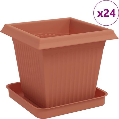Maison Exclusive - Vasi per Piante 24 pcs Rosso Mattone 16 x 16 x 14 cm Plastica