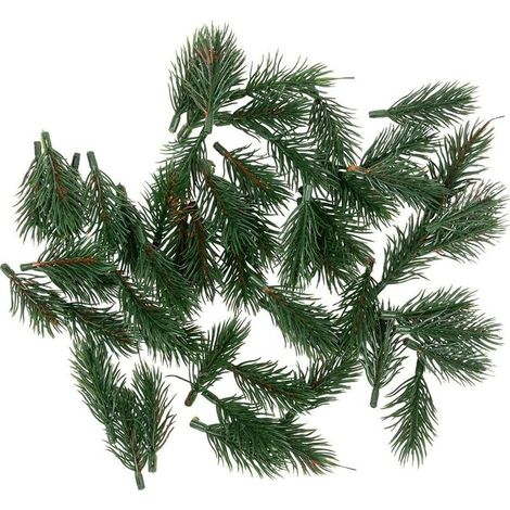 Juego de 55 ramas decorativas de abeto - Verde - 8 cm de largo - 55 ramas artificiales de abeto - Decoración para corona de Adviento - Verde abeto (1/5)
