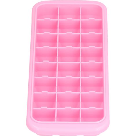 Eiswürfelform mit 24 Fächern und Deckel aus lebensmittelechtem Silikon, ideal zum Selbermachen, für die Hausbar, rosa (1/5)