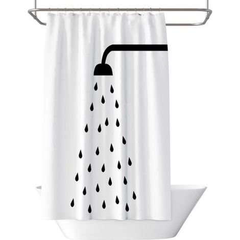 1 Rideau de douche, 180x180 cm, polyester imperméable, 12 œillets, anti-moisissure, salle de bain (1/4)