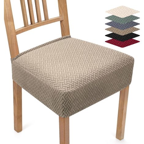 Housse de Chaise Extensible 4 Pièces Housse de Chaise Salle à Manger Moderne Jacquard Housse pour Chaise Amovible Housse de siège de Chaise pour Cuisine hôtel fête (Kaki, 4 Pièces) TB (1/5)