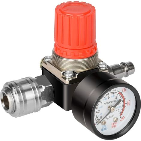 1/4"-Druckluftdruckregler, 1/4"-4-Loch-Druckluftregelventil, EU-Standard, Manometerregler für Luftkompressoren (1/5)