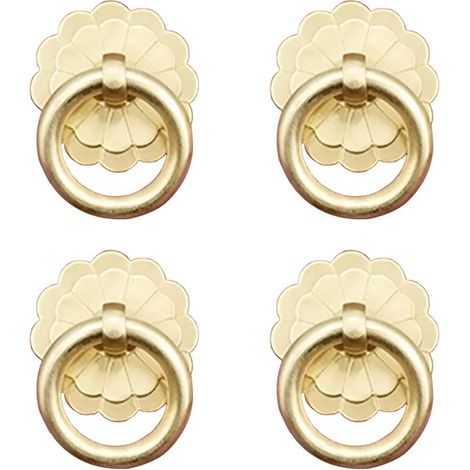 Lot de 4 Poignée Laiton, Anneau Vintage, Or, Pour Placard Cuisine