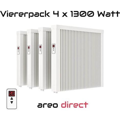 Elektroheizung Viererpack 4x 1300 Watt Flächenspeicherheizung areo direct - simples Thermostat - Appsteuerung ohne Zusatzhardware möglich von eVARMO (1/5)