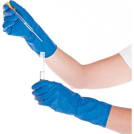 HYGOSTAR HIGH RISK GANTS EN LATEX NON POUDRÉS BLEU L 28 CM FRANZ MENSCH 25034