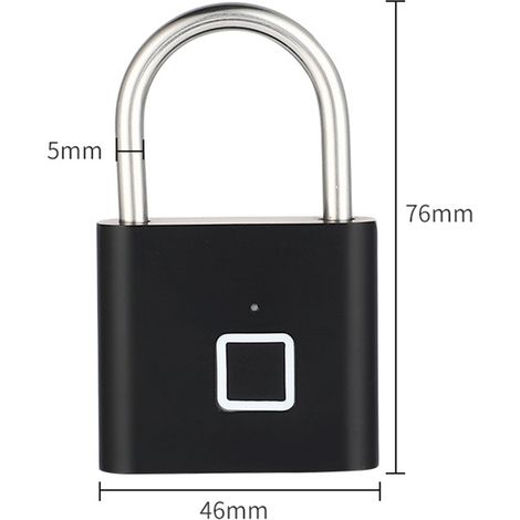 Intelligentes, mattschwarzes Fingerabdruck-Vorhängeschloss, wasser- und rostfreies, vernetztes elektronisches Schloss, Diebstahlsicherung für den Außenbereich für Tore, Türen, Schließfächer, speichert (1/5)