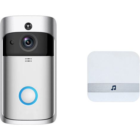 HD WiFi Doorbell Camera, Wireless Connectivity, Motion Sensor, Audio Detector, Night Mode, iOS and Android Compatible, Wireless Security Camera, Doorbell, Receiver Included (1/5)