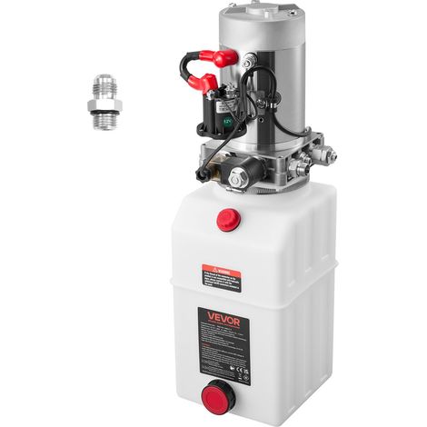 Pompe Hydraulique à Simple Effet, Groupe de Bennage pour Camion 6,6 L, pour Remorque à Benne Basculante Camion-benne, Pression de Décharge Max. 22 MPa, Débit 3,4 L/min, Réservoir Plastique Blanc (1/5)