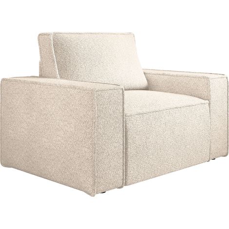 Fauteuil en tissu bouclette beige AMELIA (1/4)