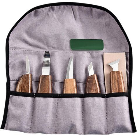 Kit de Sculpture sur Bois 8 Pièces – Outils de Détails pour Débutants, Couteaux à Cuillère et Ciseaux Polyvalents – Portable (1/5)