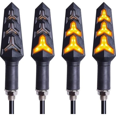 4PCS Indicateurs De Moto Couleurs Clignotants Lumières Indicateurs De Virage De Moto 12 V 12 LED Ampoules pour Moto Moto Scooter Quad Cruiser Off Forme De Route-Y Forme (1/5)