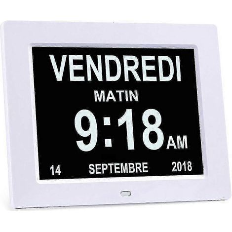 Horloge calendrier numérique LCD 8 pouces avec date, jour et heure Horloge pour personnes atteintes d'Alzheimer (1/5)
